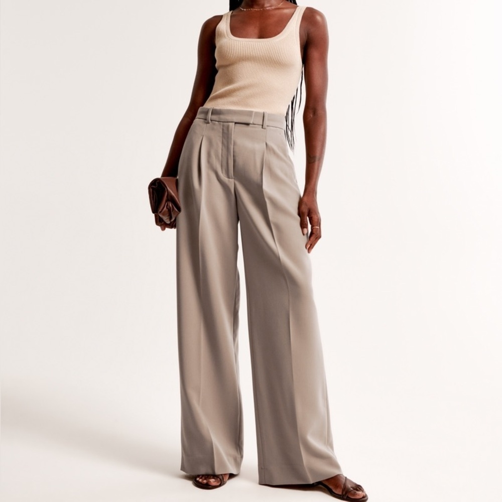 Abercrombie & Fitch Tan Wide-Leg Pants